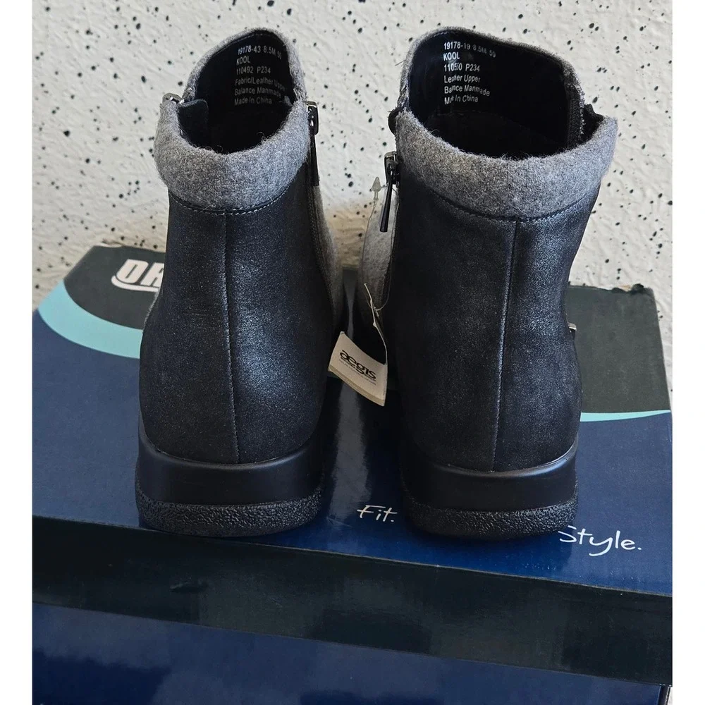 Drew Kool WomensGreySuede Flannel AnkleBootsOrthotic Friendly 19178-43 Size 8.5M